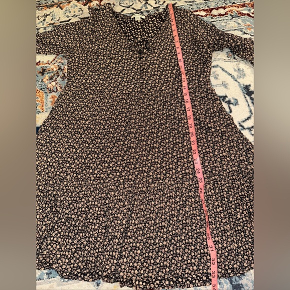 American Eagle Women’s Sz M Long Sleeve Boho Floral Dress Half Button Lined - Picture 9 of 9